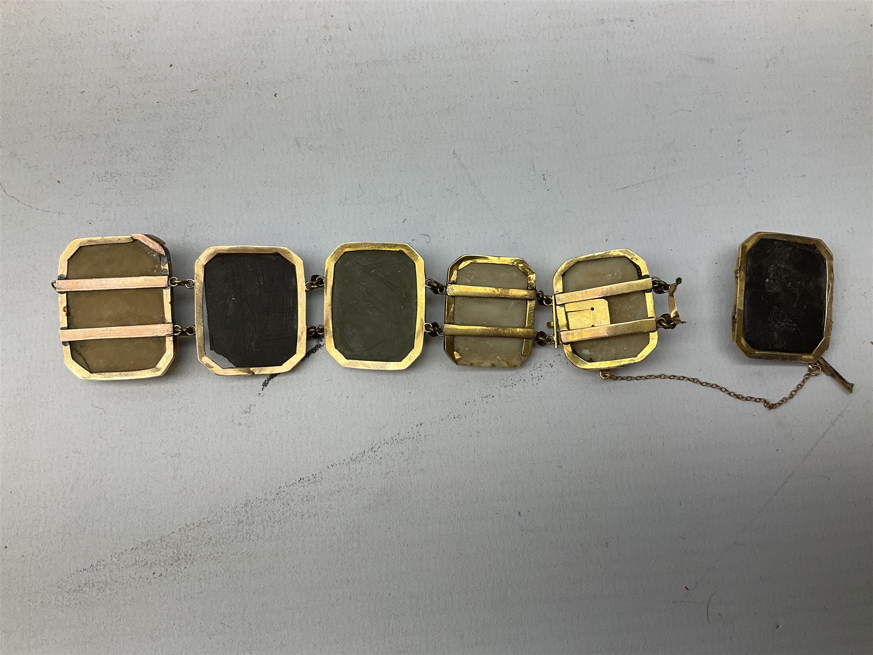 Victorian gold lava and stone set cameo bracelet, three silver pocket watches including R C. Bird Hull key wound lever,  The Veracity Masters Ltd, Rye lever, Carmichael Rotary, Dan Dare pocket watch and a collection of wristwatches including Thomas Russell & Son, 