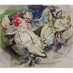  Andrea Bailey (British Contemporary): Study of Hens, gouache unsigned, artist's address verso 25cm x 29cm  