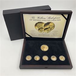 Queen Elizabeth II Bailiwick of Jersey 2014 'The William Shakespeare 450th Birthday Gold 6 Coin Set' comprising gold five pound coin and five gold one pound coins, cased with certificate