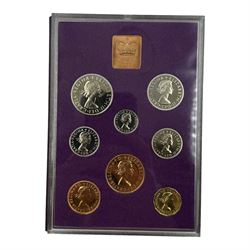 Three George III 1797 cartwheel twopence coins, Queen Elizabeth II 1953 ten coin set and three Great Britain and Norther Ireland 1970 proof coin sets