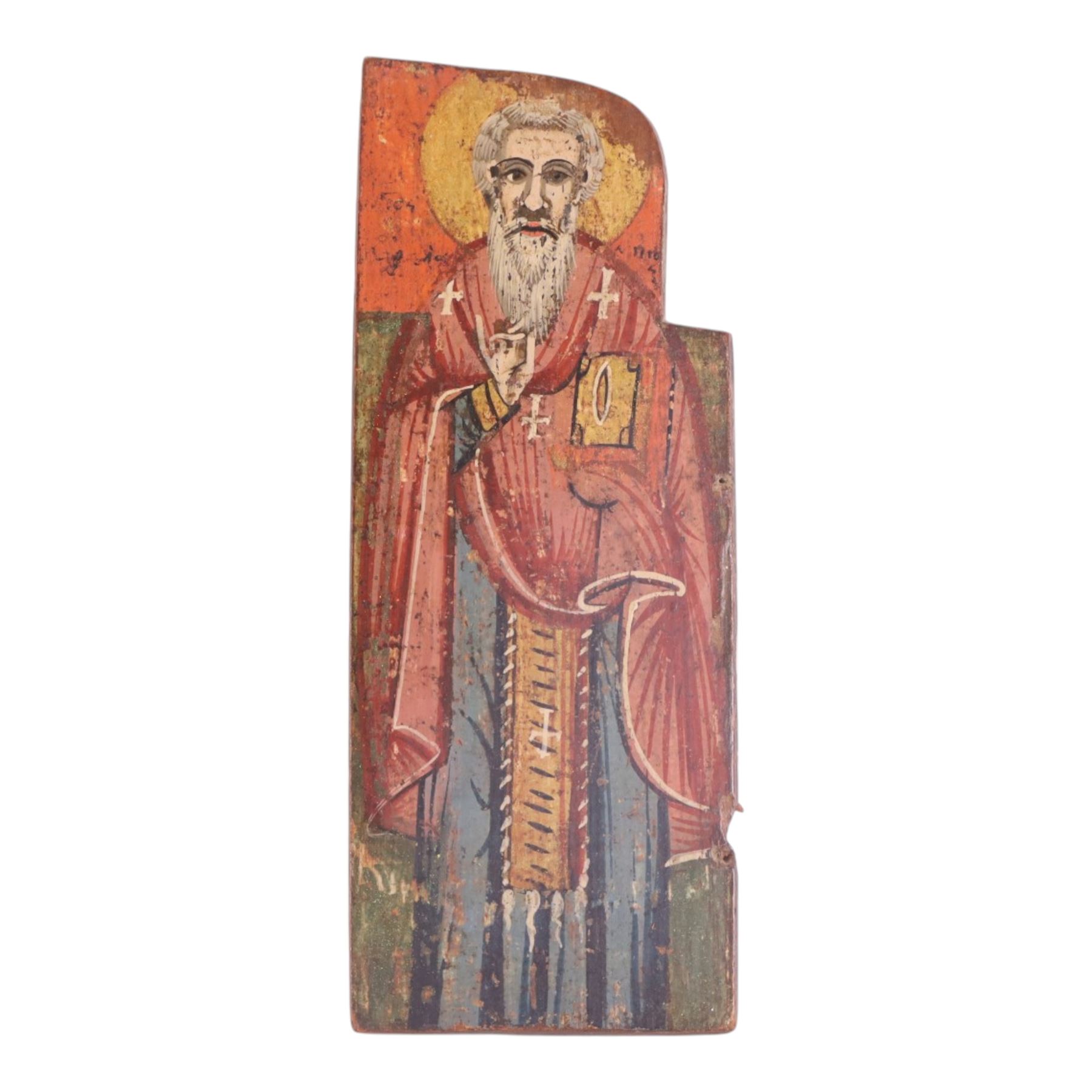 20th century icon painting St. Nicholas, together with another icon, largest H22cm 