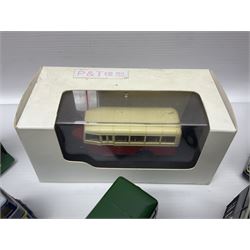 Thirty-one modern die-cast models of buses, coaches and trams by Corgi, EFE, Solido etc; predominantly unboxed but one in box