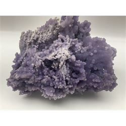 Grape agate cluster, formed of spherical quartz crystals, in purple tones, H15cm, L20cm