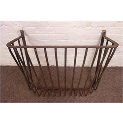  19th century wrought iron bar hay rack, W91cm, H85cm  