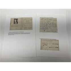 WW2 German Coastal Artillery Wehrpass for Marinehelfer Harald Ammann with small archive of modern research information.