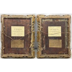 Joseph Emanuel Weiser (German 1847-1911): 'A Pretty Slipper' and 'A Pinch of Snuffe', pair oils on panel signed, titled on plaques 30cm x 23cm (2) 
Provenance: with M Newman Fine Art, London and J & W Vokins, London, labels verso