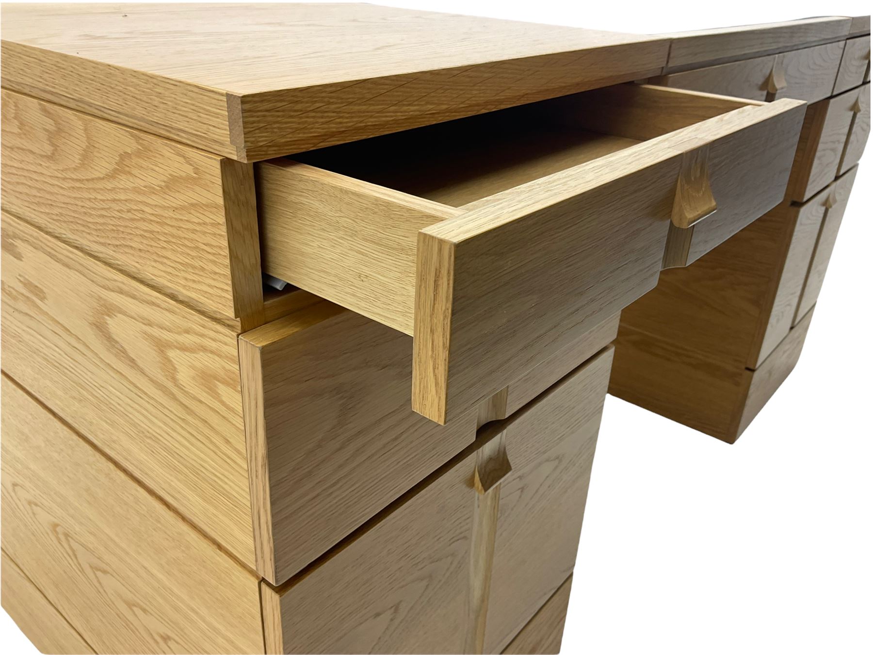 Marks and Spencer Home - light oak office desk, fitted with drawers, inset writing surface with hinged compartment