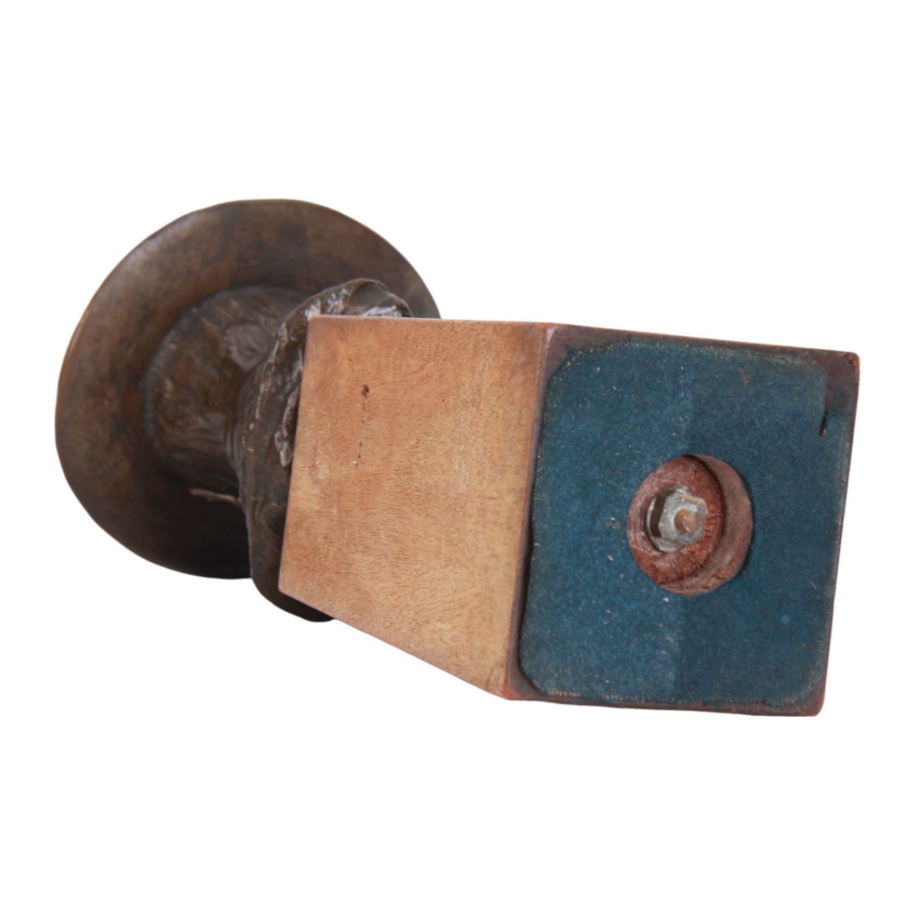 William Goscombe John (Welsh 1860-1952), bronze, bust of Basil Webb as a boy scout, upon a tall oak plinth inscribed BASIL above foliate band, titled to paper label verso and beneath, overall H36cm