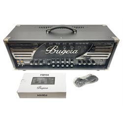 As new Bugera 333XL Infinium Hardcore 120-watt 3-channel tube amplifier head with reverb and Infinium tube life multiplier; date code 1507; number S1500576AAC L69cm; boxed with foot controller, power cable and paperwork