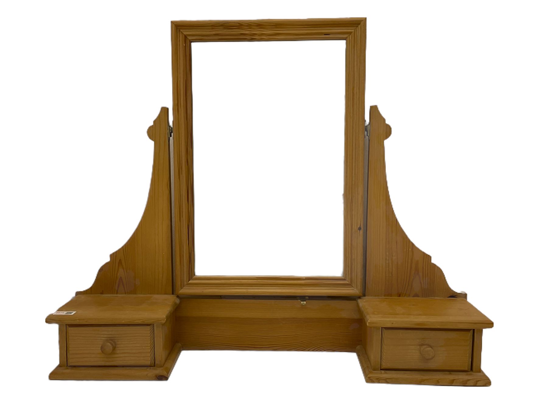 Pine dressing table mirror, fitted with two drawers Collectors