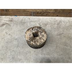 Collection of 9 decorative stone garden objects including sun dial small troughs mill stone and more,