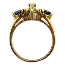  18ct gold sapphire and diamond set ring, hallmarked  