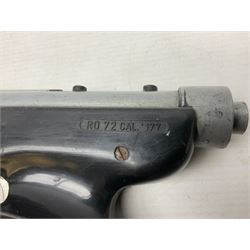 Italian RO72 .177 target air pistol with break barrel action, shaped and chequered grips L32cm