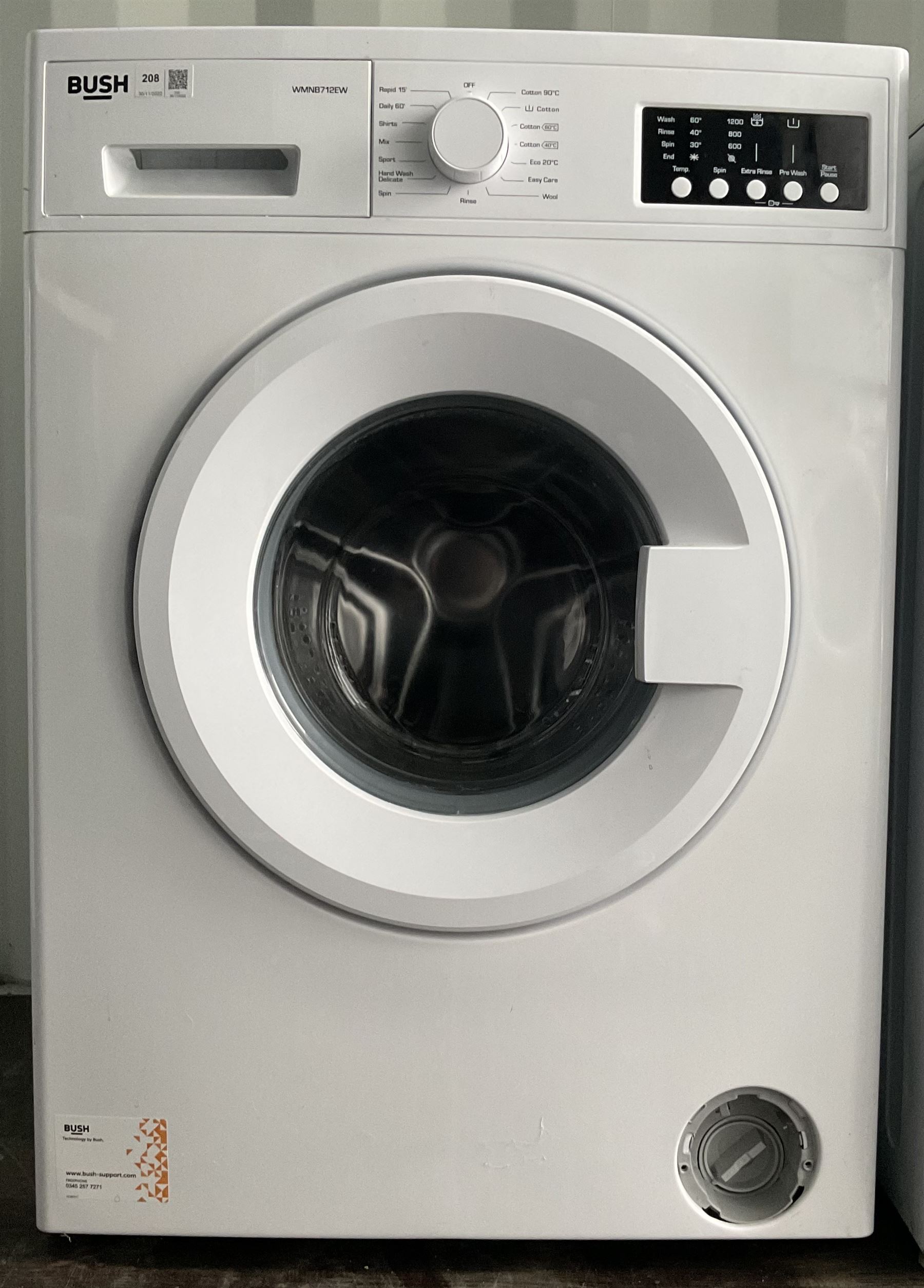Bush WMNB712EW washing machine THIS LOT IS TO BE COLLECTED BY