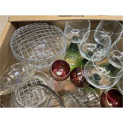 Collection of Christmas tree baubles and decorations, to include a number of vintage examples, together with a selection of assorted glassware, including drinking glasses, etc., in two boxes 