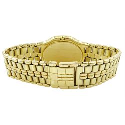 Lesser Schiphol 14ct gold gentleman's quartz wristwatch, cream dial with baton hour markers and date aperture, on integral 14ct gold bracelet, stamped 14K 585