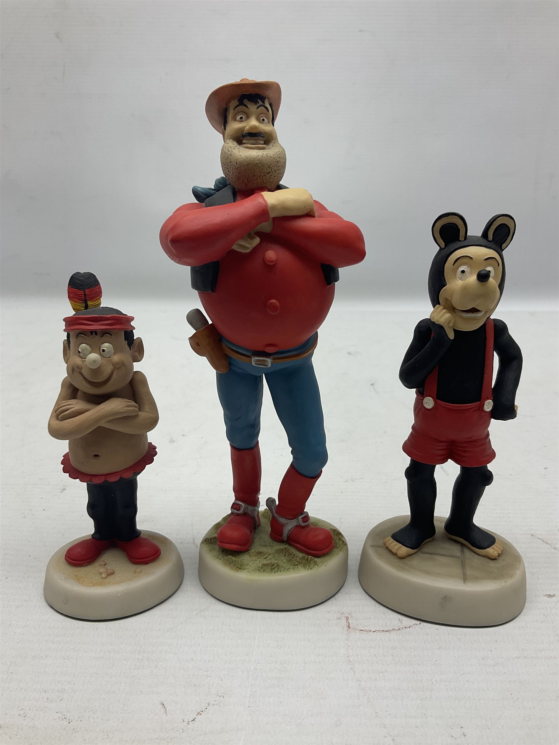 Fourteen Robert Harrop figures from the Beano Dandy collection, comprising Minnie the Minx BD04, Danny BD10, Biffo the Bear BD19, Spotty BD16, Smiffy BD09, Oops! BDS01, Little Plum BD27, Wilfrid BD15, Danny BD10, Winston BD17, 'Erbert BD14, Gnasher BD02, Beryl the Peril BD05 and Desperate Dan BD03, all with boxes