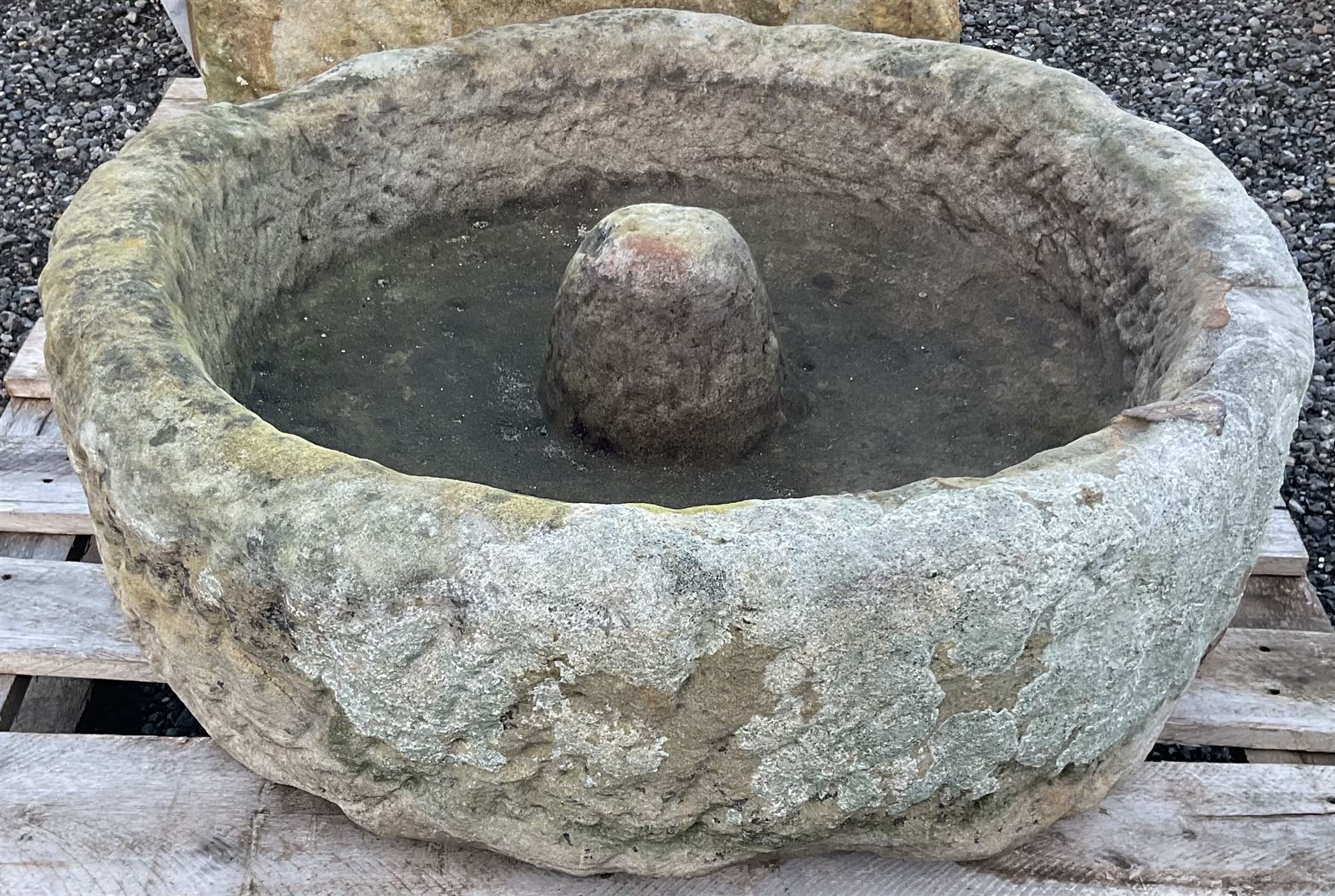 19th century hat top carved stone circular trough  - THIS LOT IS TO BE COLLECTED BY APPOINTMENT FROM DUGGLEBY STORAGE, GREAT HILL, EASTFIELD, SCARBOROUGH, YO11 3TX
