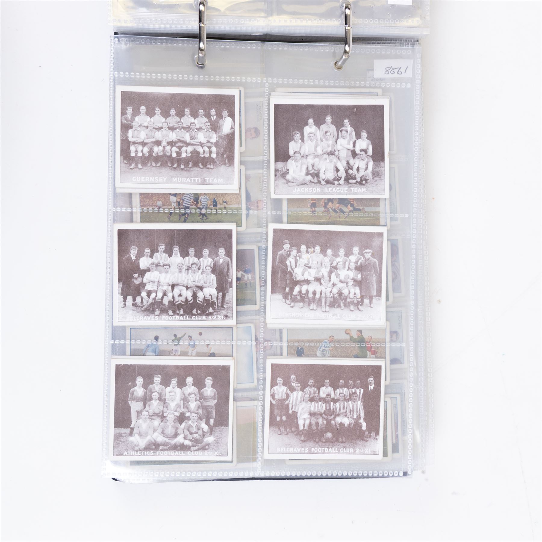 Collection of Edwardian and later Football related trading and cigarette cards, including forty-nine of fifty 1906 Ogden's Football Club Colours, 1922 PALS Footall series, ninety of one hundred 1925 Gallaher Famous Footballers, complete set of forty-four 1926 Ogden's Captains of Association Football Clubs and Colours, complete set of fifty 1927 Players Football Caricatures by MAC,  complete set of fifty 1927 Players Football Caricatures by RIP,  complete set of fifty 1930 Players Association Cup Winners, complete set of 50 1933 Ogdens AFC Nicknames etc, housed in brown cigarette card album