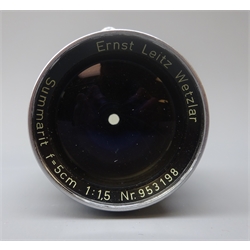  Ernst Leitz Summarit f=5m 1:1,5 chrome lens, Nr.953198, in Leitz case   