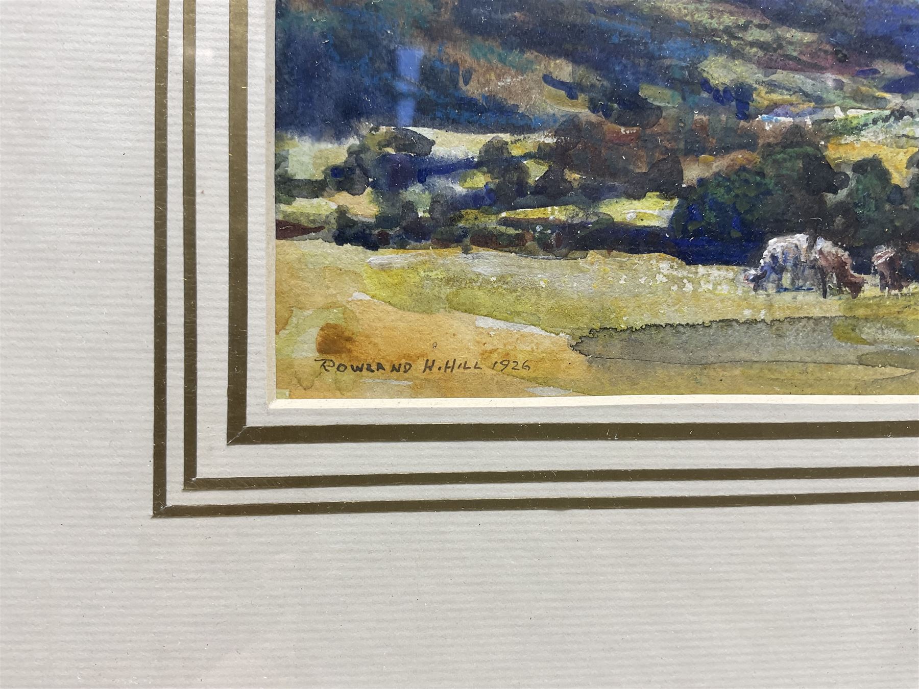 Rowland Henry Hill (Staithes Group 1873-1952): Cattle near Goathland, watercolour signed and dated 1926, 19cm x 28cm
