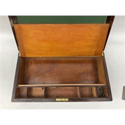 19th century brass bound rosewood writing slope, with vacant shaped plaque to the hinged cover, H14.5cm W45.5cm D25cm