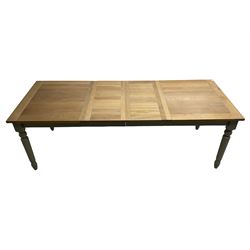 Neptune Furniture - 'Suffolk' oak dining table, pull-out extending top with two additional leaves, on turned supports, in grey paint and wax finish 