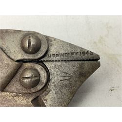 Military interest - Pair of SOE wire cutters by H Brindley; Needle dagger with triform blade 15.5cm; Iron key with secret message compartment; ‘Pill box’ telescope; Wire cutters; Field Engineering and Mine Warware pamphlet No. 7, Booby Traps (6)