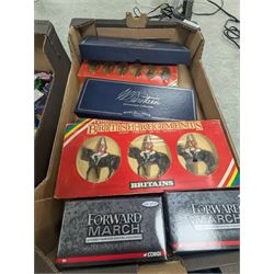 Collection of Britains painted model soldiers and similar, boxed, together with diecast model cars, including LLedo and Matchbox