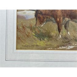 Attrib. Thomas Sidney Cooper (British 1803-1902): Cattle Grazing, watercolour heightened with white signed 19cm x 31cm; English School (Early 20th Century): Cattle Resting, watercolour signed with initials TS and dated 1880, 19cm x 31cm (2)
