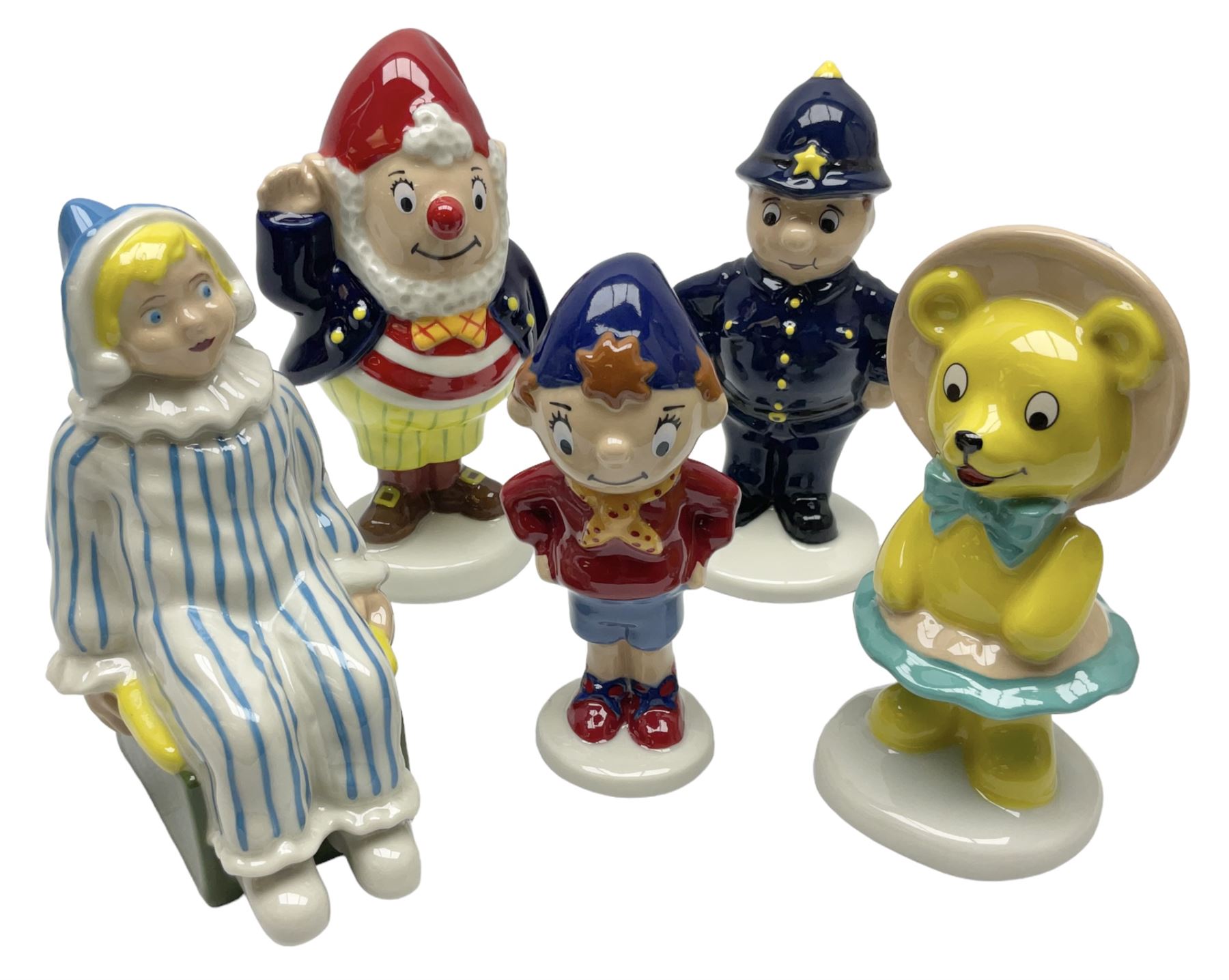 Four Wade Collector Club limited edition Noddy figures, comprising Noddy, Big Ears, Mr Plod and Tessie Bear, together with Wade figure Andy Pandy, all with original boxes 