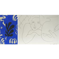 After Henri Matisse (French 1869-1954): 'Composition Fond Bleu' and 'Jeune Fille Rêvant près d'un Bocale de Poissons', two lithographs signed in the plate max 46cm x 63cm (2)