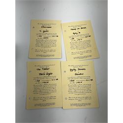 Four Capodimonte figures, comprising Shoemaker by T Galli, Tramp on Bench by Roby B, The Fiddler by Maria Angela, and Gypsy Dancers by Sandro, each with accompanying certificate, plus a Beswick matt glazed horse, and small Beswick pheasant. 