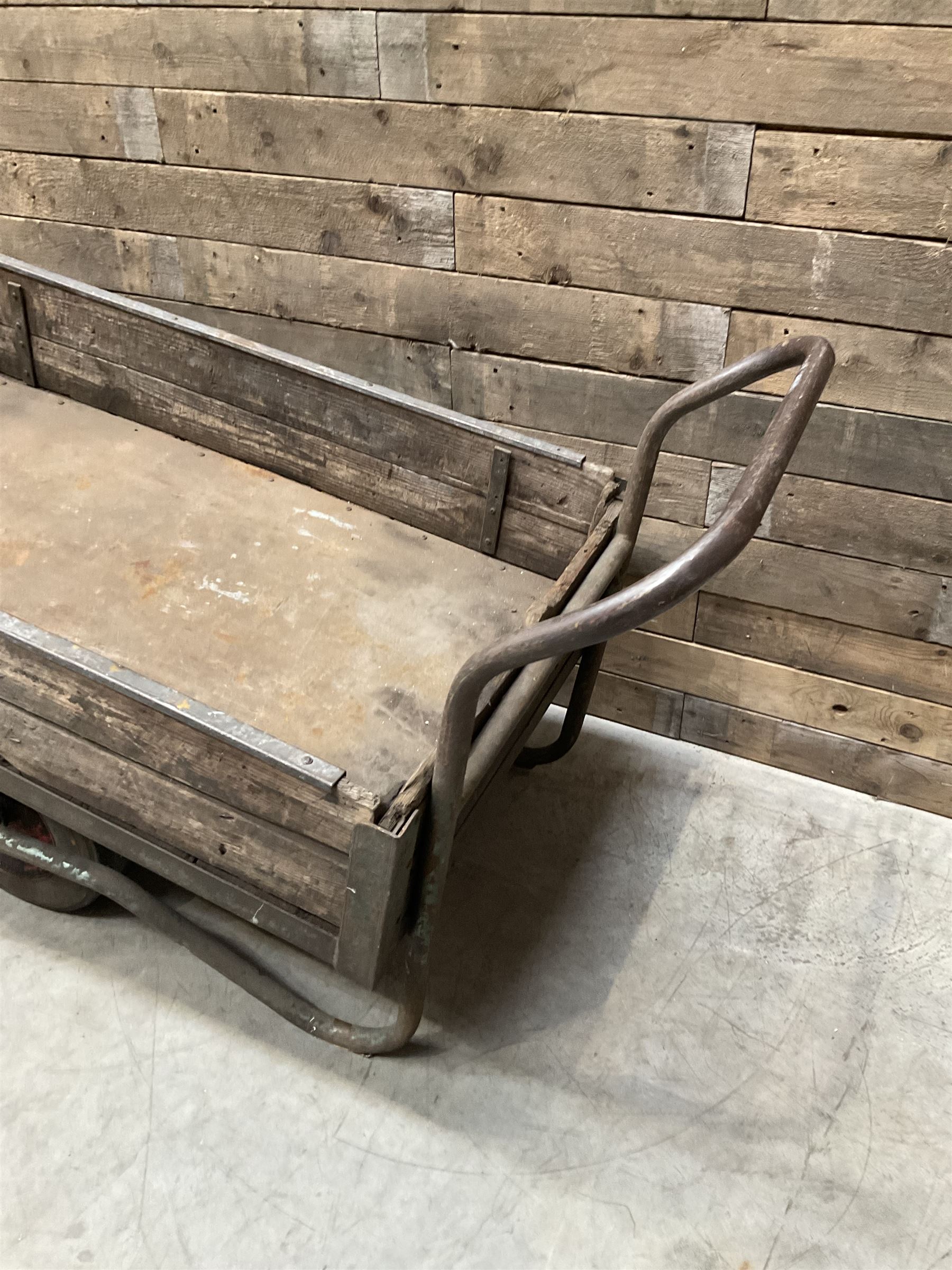 Vintage metal and wooden trolley cart