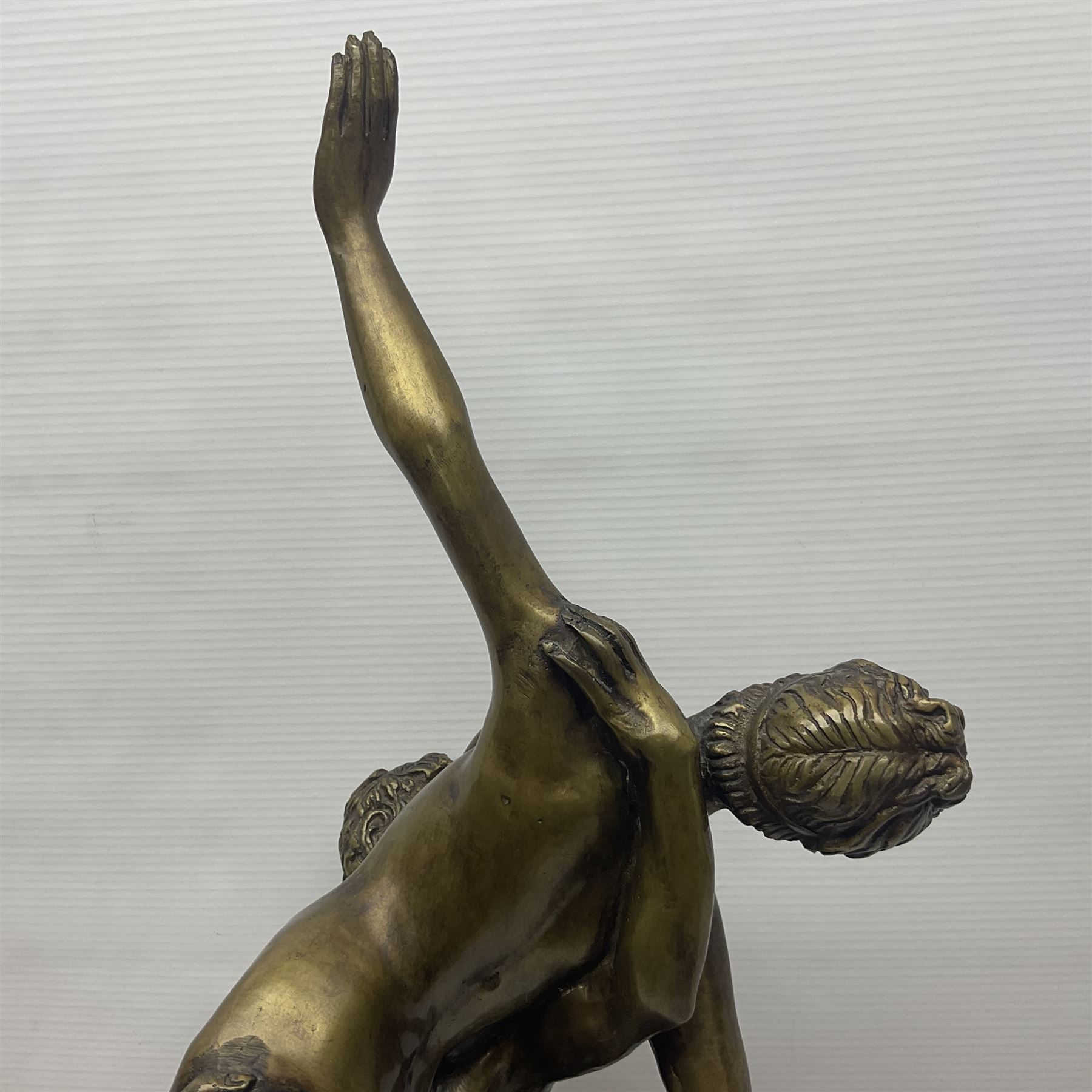 After Giambologna: Abduction of a Sabine Woman, bronze figure, on circular wooden base, H68cm