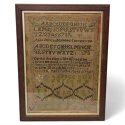  Early 19th century needlework sampler by Mary Parkin aged 12 years with alphabet, numerals and verse 40cm x 30cm and another by Margaret Dodgsons aged 9 years 1839 26cm x 32cm (2)