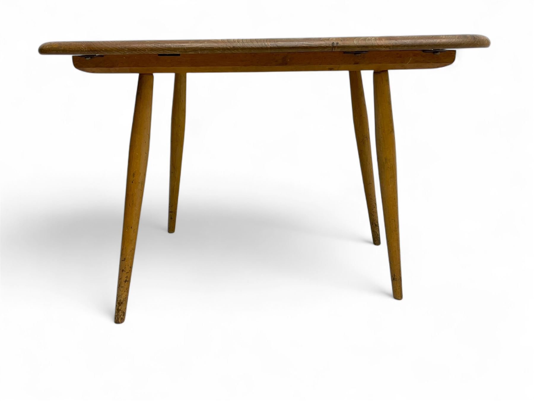 Lucian Ercolani for Ercol - mid-20th century elm and beech occasional table, rectangular top with rounded corners, on tapered supports