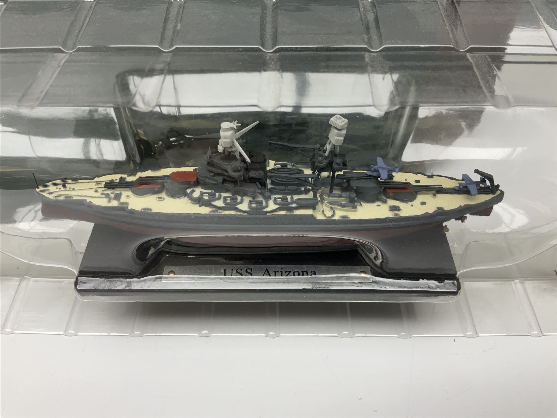 Seventeen Atlas Editions Collections battleships in original boxes, to include HMS Ramillies, Yamato, HMS Repulse, Missouri etc