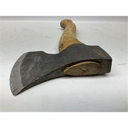 Gransfors Bruk Sweden carving axe, the head stamped both sides including smith's initials, on stamped hickory shaft, in leather sheath L43cm