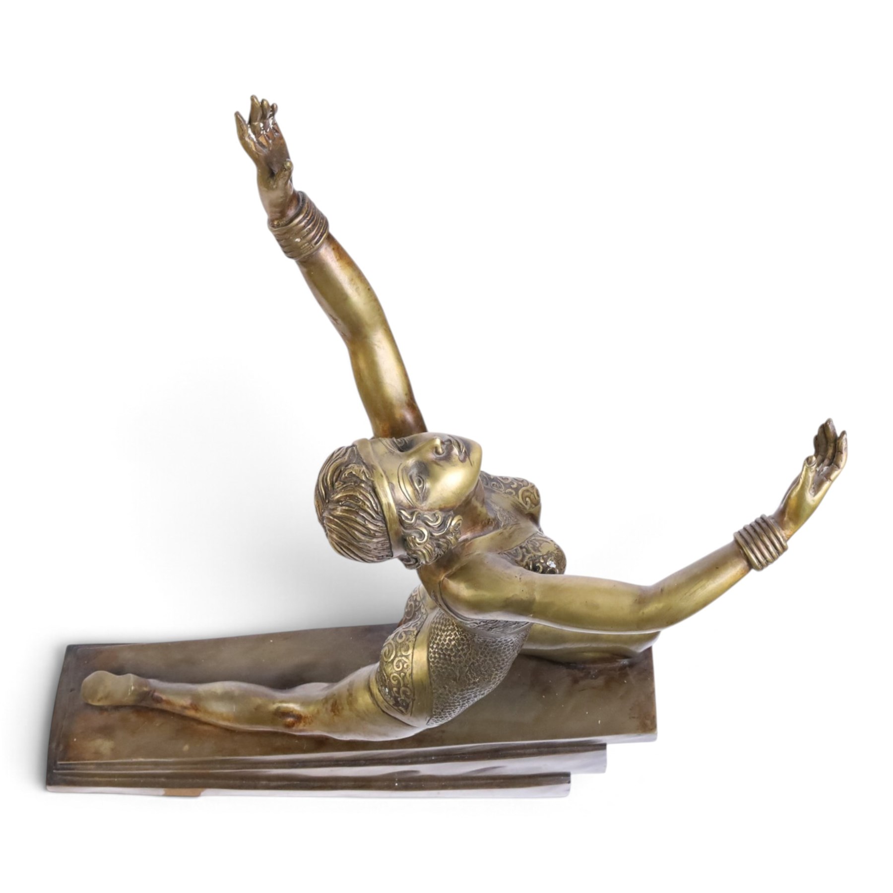 After Demetre Chiparus - Art Deco style bronze, modelled as a female dancer with arms outstretched, H70cm