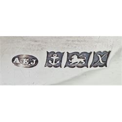 Pair of  Edwardian silver specimen vases by Thomas Fattorini, Birmingham 1902, one other by P H Vogel & Co, Birmingham 1970 and a silver coin dish set with a commemorative nickel crown