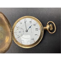 Gold plated Admiral full hunter pocket watch, together with a silver open face pocket watch, carnelian signet ring, Timex wristwatch, rolled gold Parker propelling pencil, Ronson Varaflame lighter and a plated cigar cutter