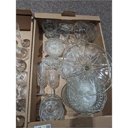 Stuart Crystal drinking glasses, including cut and etched examples, together with a collection of other cut glass and similar, including, decanters, vases, drinking glasses, jugs, etc