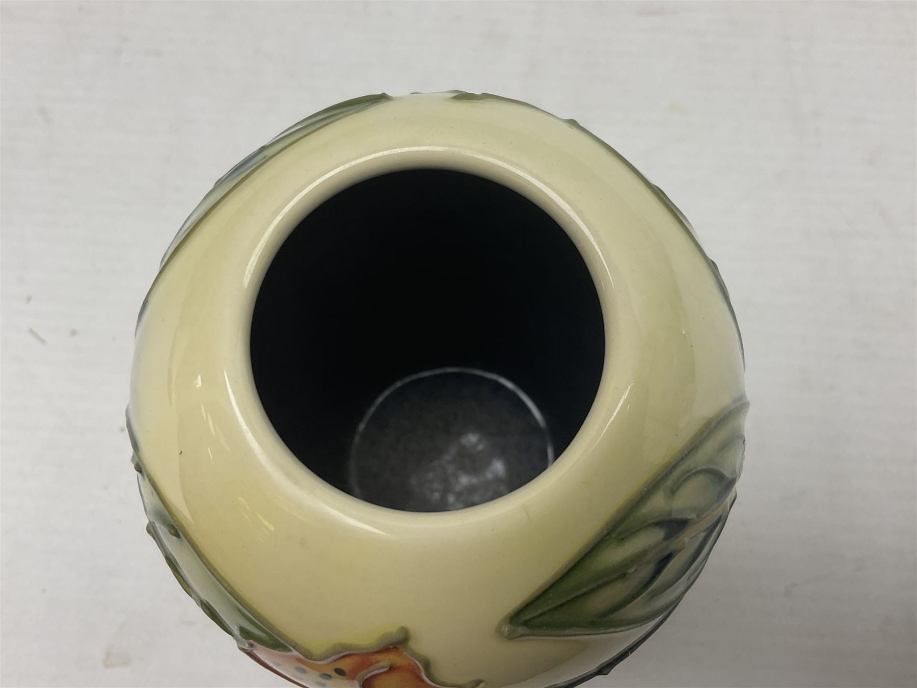 Moorcroft Simeon patterned vase, with printed mark beneath, H9cm