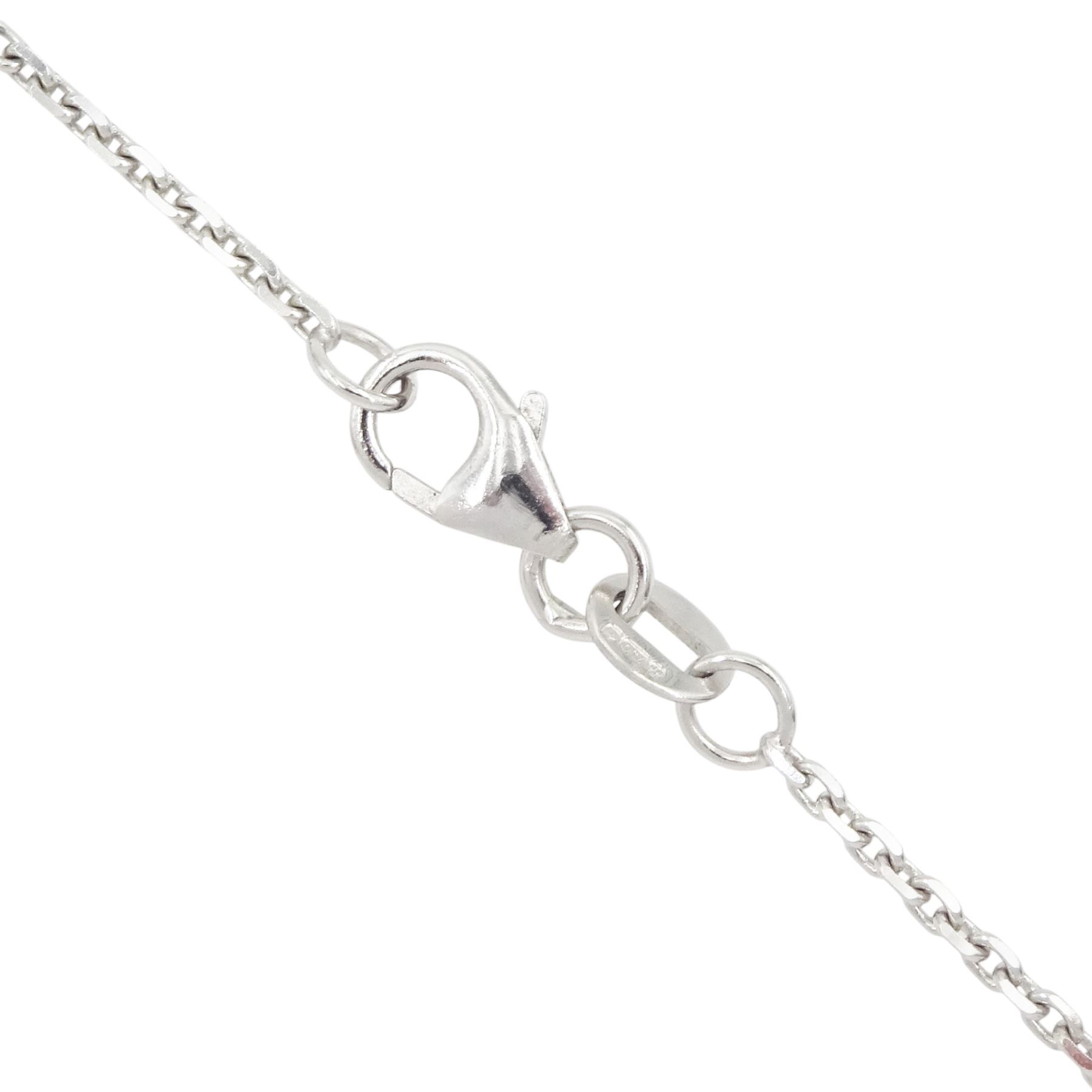 18ct white gold cushion cut tanzanite and round brilliant cut diamond cluster pendant necklace, tanzanite approx 2.80 carat, total diamond weight approx 0.20 carat