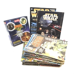  Collection of 1978-79 Star wars Comics includes #1, 2, 5, 8, 9, 13, 15, 26, 30, 32-36, 39-70, 72-79, 81-88 (62) Walkers Star Wars Tazo album & a Star Wars Pannini Sticker Album  