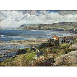 Adam Francis Watson (Sheffield 1859-1932): Robin Hood's Bay, oil on canvas unsigned 30cm x 40cm 
Notes: Watson was an important Sheffield-based architect, one half of the architectural firm Holmes and Watson alongside Edward Holmes (1859-1921). Together, they were responsible for many fine public and private buildings in the north of England. Watson was also an accomplished painter, although left the majority of his works unsigned. We are grateful to the artist's estate for their assistance in cataloguing this lot.