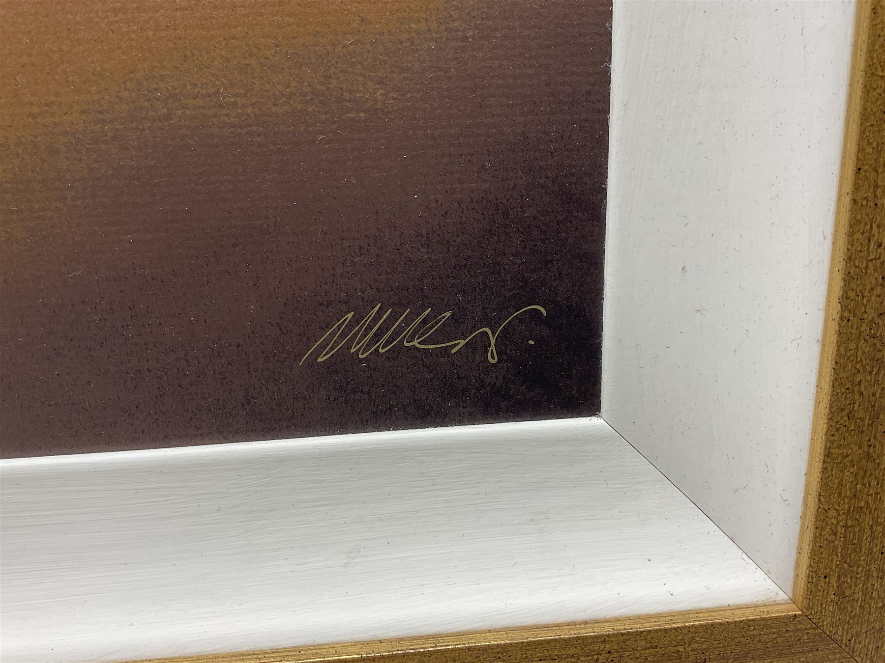 Mackenzie Thorpe (British 1956-): 'Through Till Dawn', limited edition silk screen print signed and numbered 168/195, with certificate, 49cm x 113cm