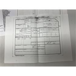 George VI General Service Medal with two clasps for Palestine 1945-48 and Cyprus and MID oak leaf awarded to 14887162 Sjt. C.F.A. Lloyd R.A.M.C. together with WW2 War Medal 1939-1945; both with ribbons; and quantity of photocopied research material including Army Records and London Gazette