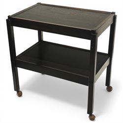 Acornman - dark stained oak two-tier stacking tea trolley, the rectangular removable top, ...